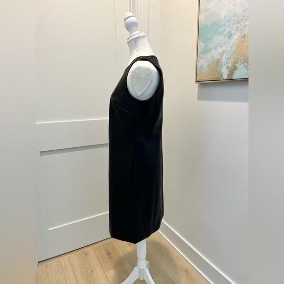 J. Crew Black Faux-Leather Shift Dress NEW size 4 vegan - Picture 8 of 11